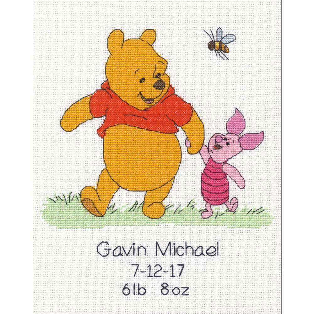 Winnie The Pooh Birth Record Counted Cross Stitch Kit